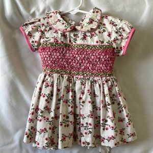 Baby Girl Vintage Smocked Spring Collection Dress with Floral pattern